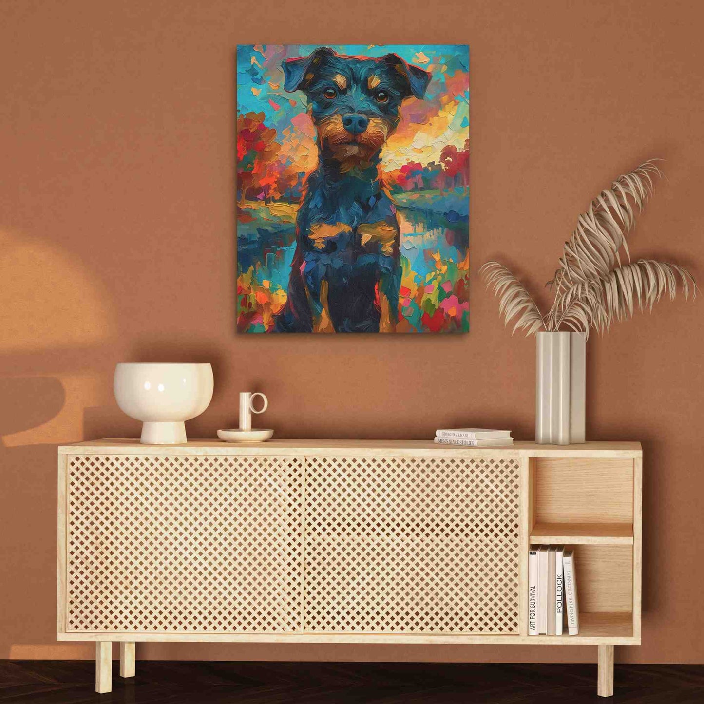 Dog in the Park - Maximalist Colorful Canvas Wall Art