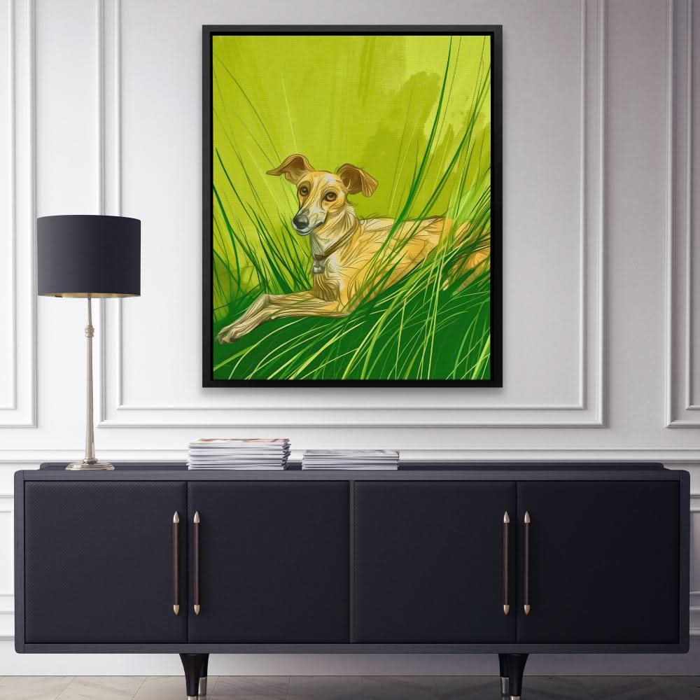 Doggy Doodle - Green Canvas Wall Art