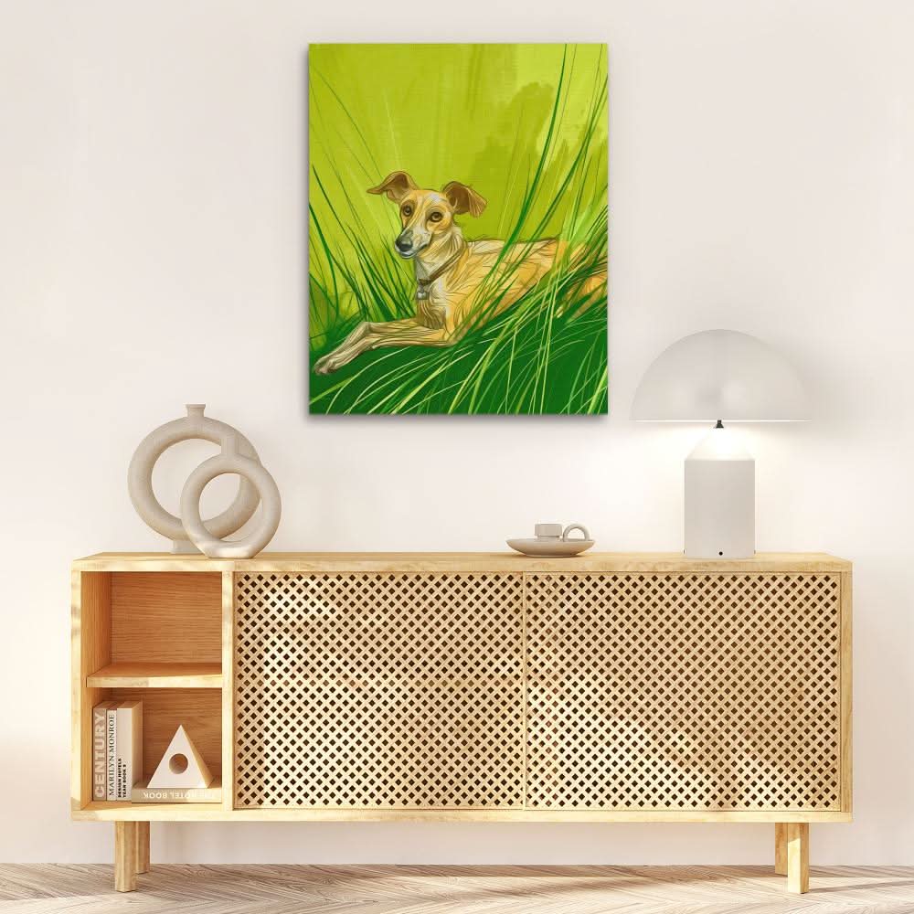 Doggy Doodle - Green Dog Canvas Print
