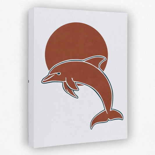 Dolphin and Sun Circle - Animals Canvas Wall Art
