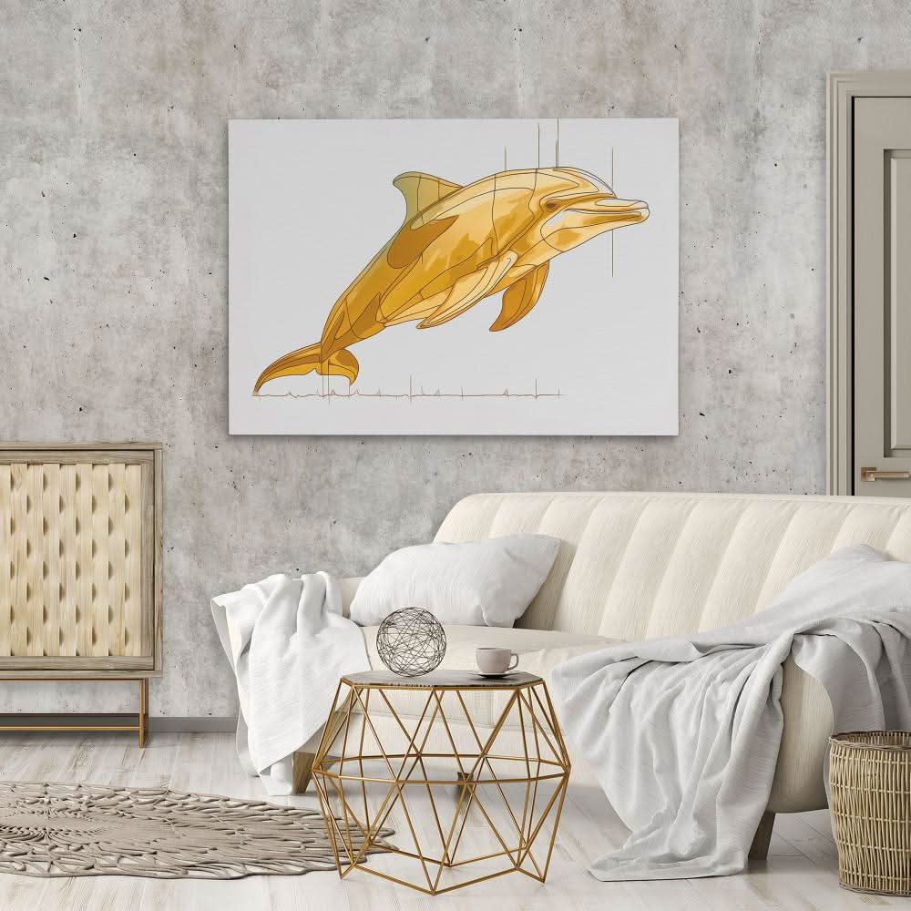 Dolphin Sound Waves - Earth Tones Dolphin Canvas Print