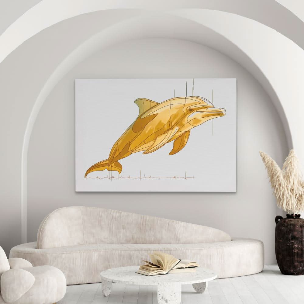 Dolphin Sound Waves - Dolphin Wall Art in Black Frame