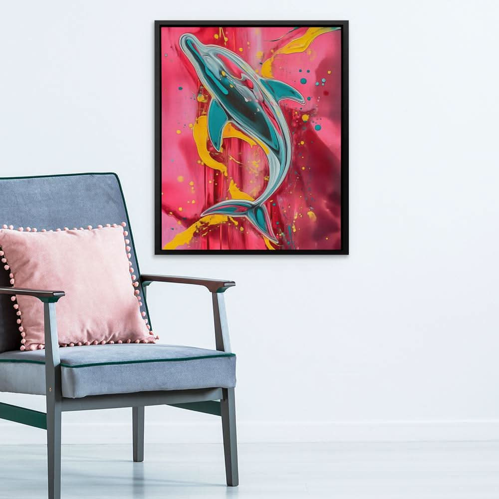 Dolphin Splash - Large Canvas Print