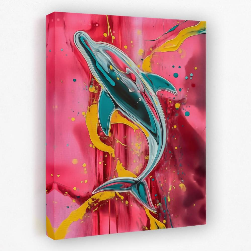 Dolphin Splash - Beach House Canvas Wall Art