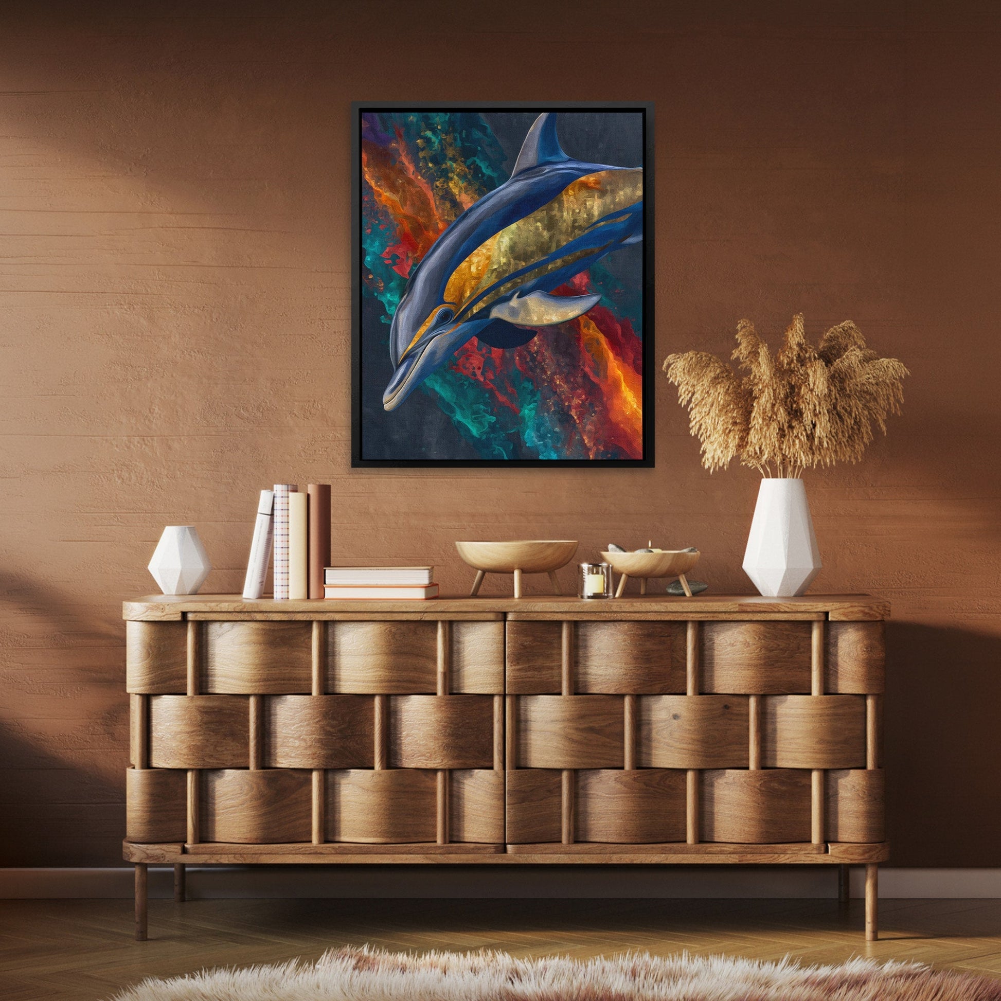 Dolphin Teal Thunder - Luxury Wall Art