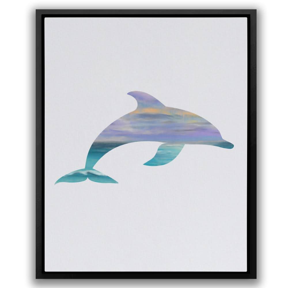 Dolphin with Sunset Tones - Minimalist Wall Art Print