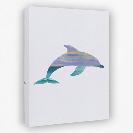 Dolphin with Sunset Tones - Beach Canvas Wall Art