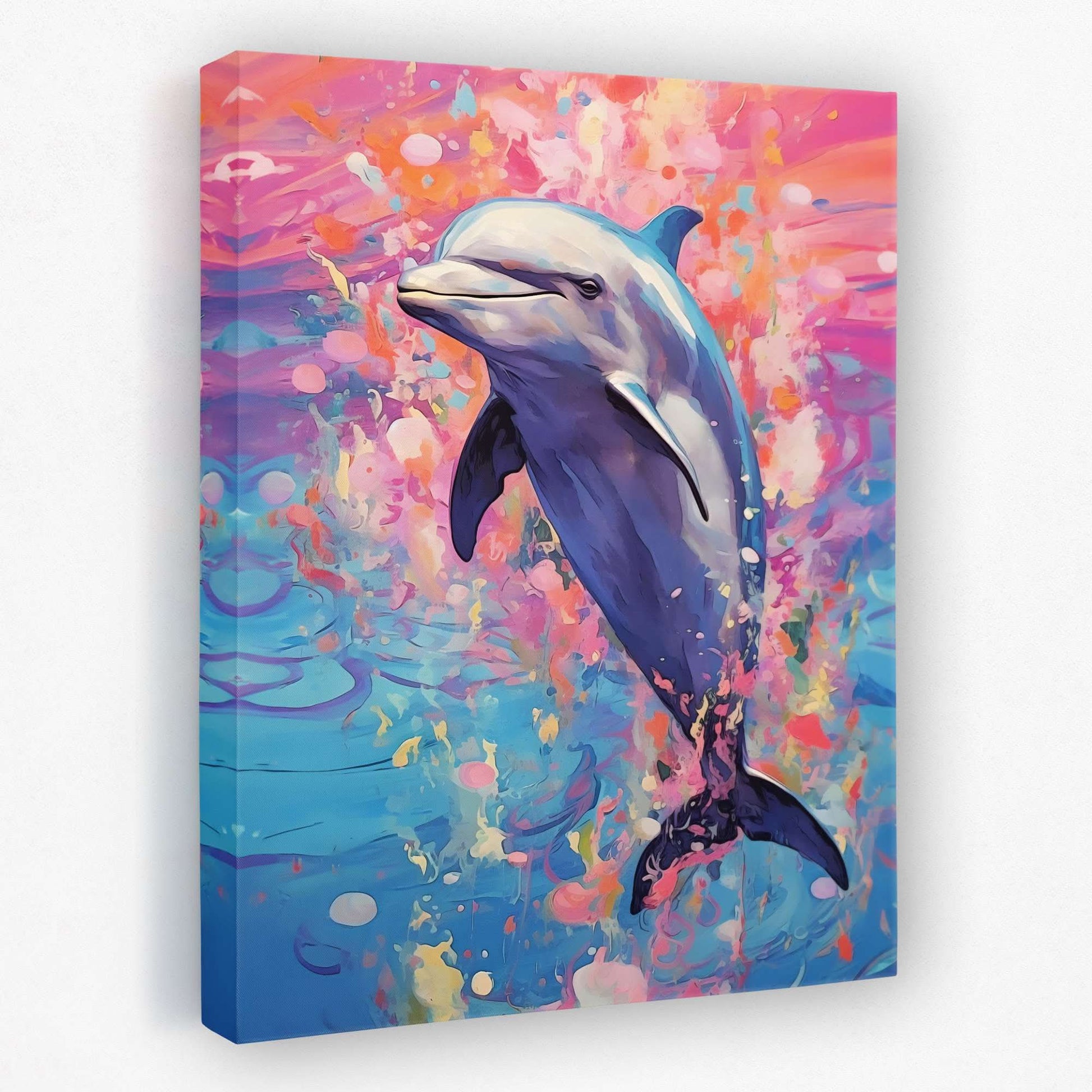 Dolphins Dance - Animals Canvas Wall Art