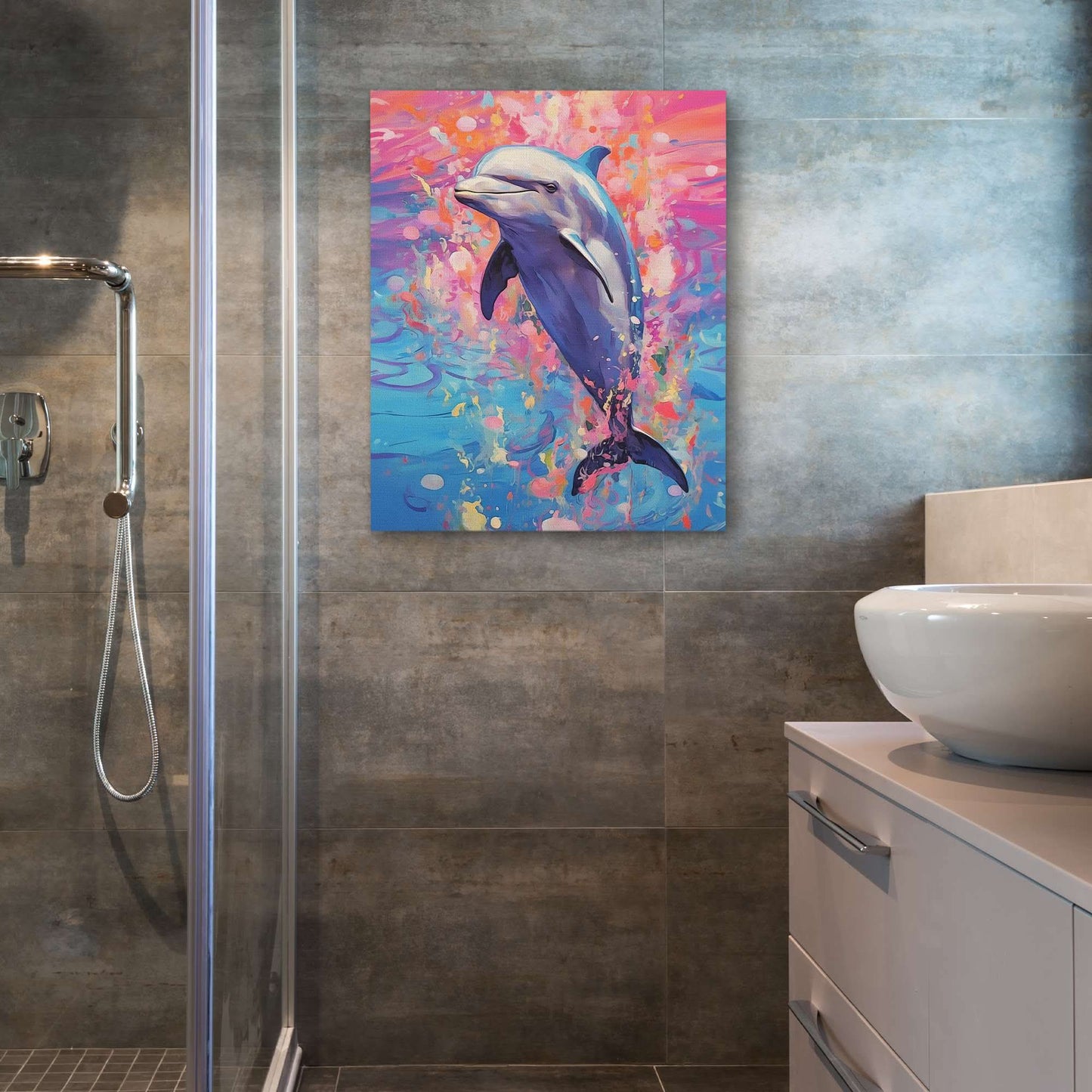 Dolphins Dance - Blue Dolphin Canvas Print