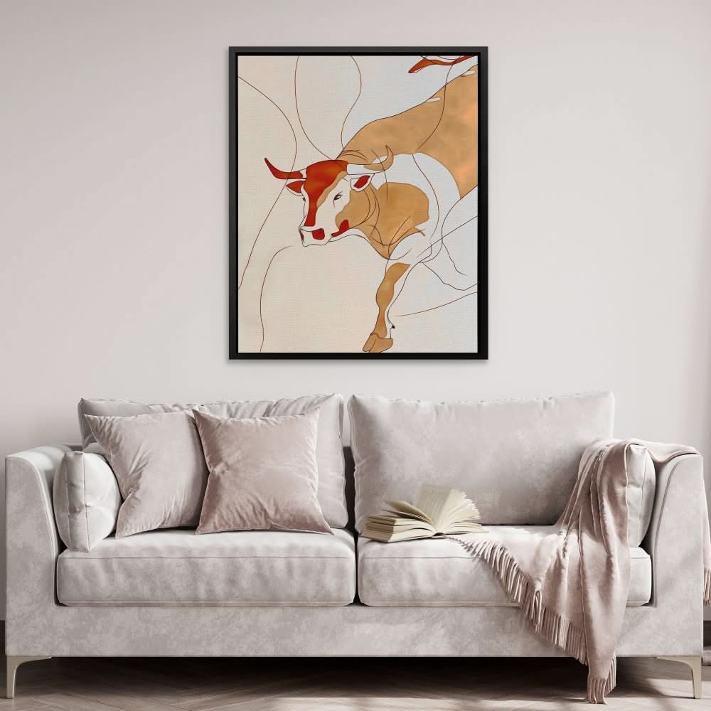 Doodle of a Bull - Large Abstract Canvas Print