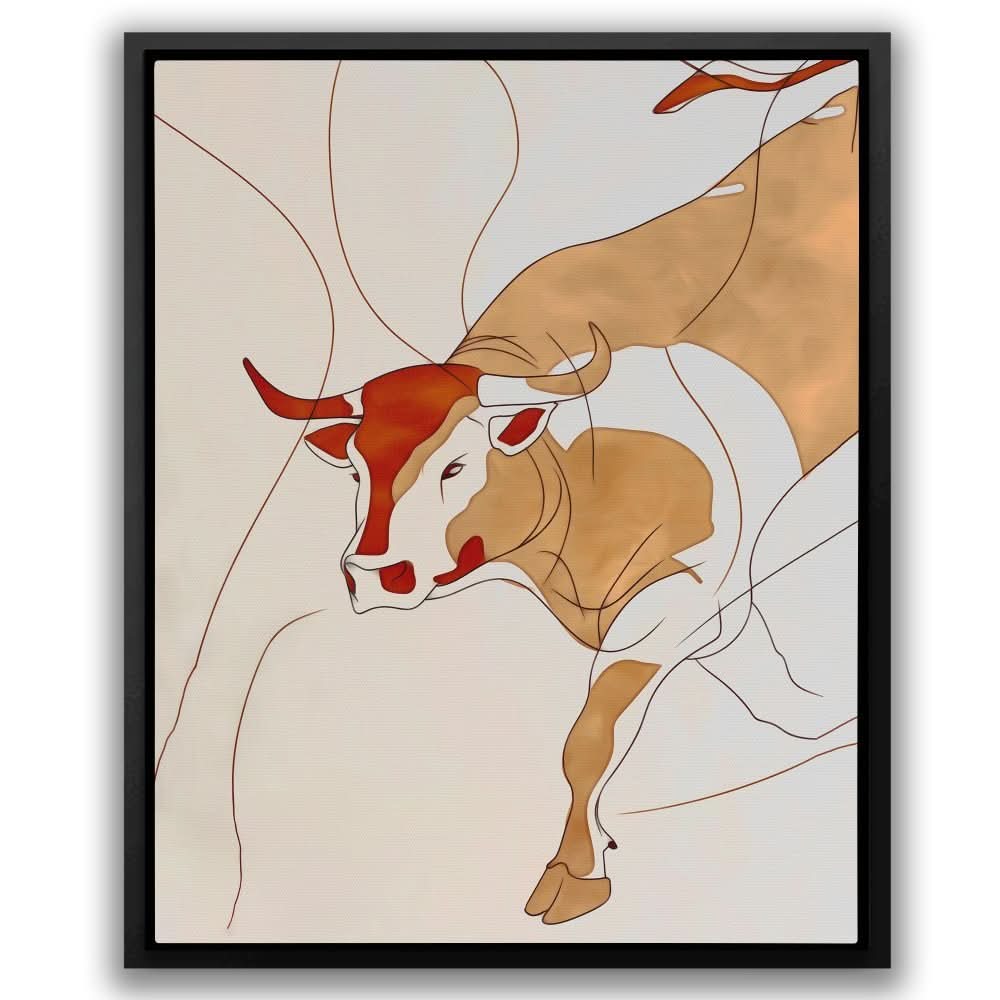 Doodle of a Bull - Animals Art for Dining Room