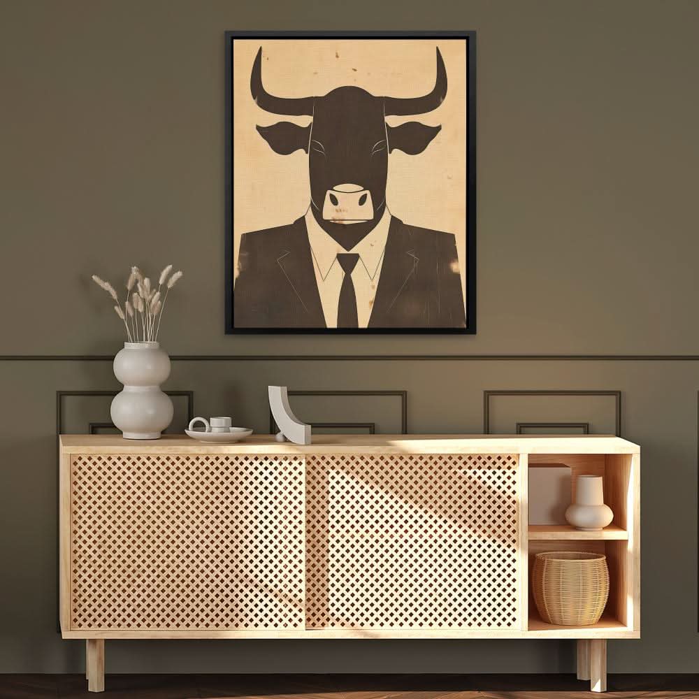 Double Agent - Contemporary Beige Canvas Wall Art