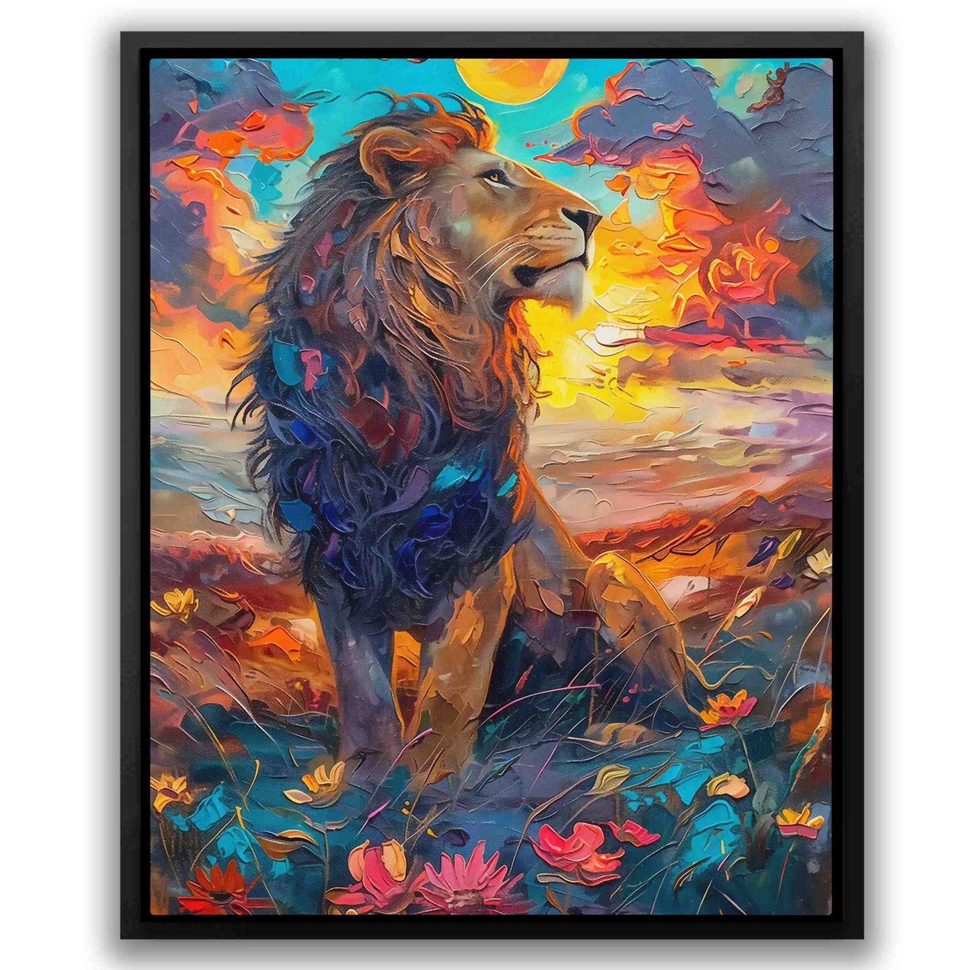 Downwind Scent - Colorful Lion Canvas Print