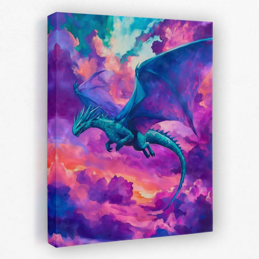 Dragon Among the Clouds - Dragon Canvas Wall Art