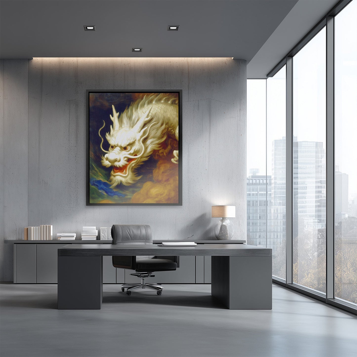 Dragon Golden Tempest - Luxury Wall Art