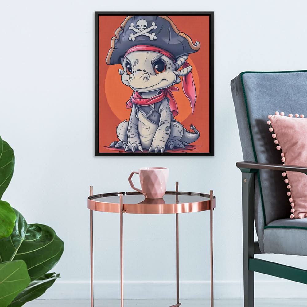 Dragon Pirate - Fantasy Orange Canvas Wall Art