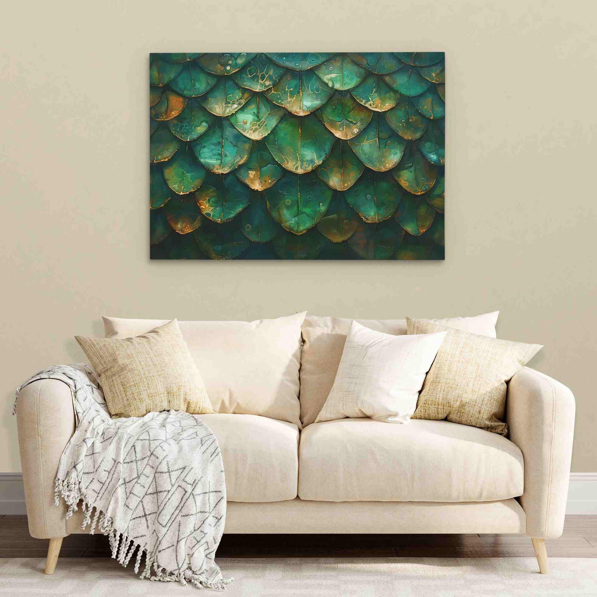 Dragon Scales - Abstract Green Canvas Wall Art