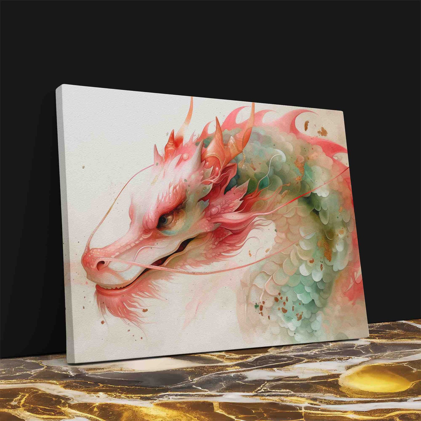 Dragon Whiskers - Watercolor White Canvas Wall Art