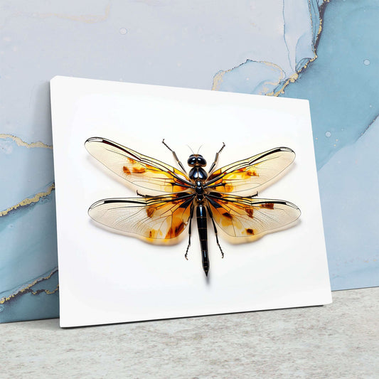 Dragonfly Arts - Black Gold and White Canvas Wall Art