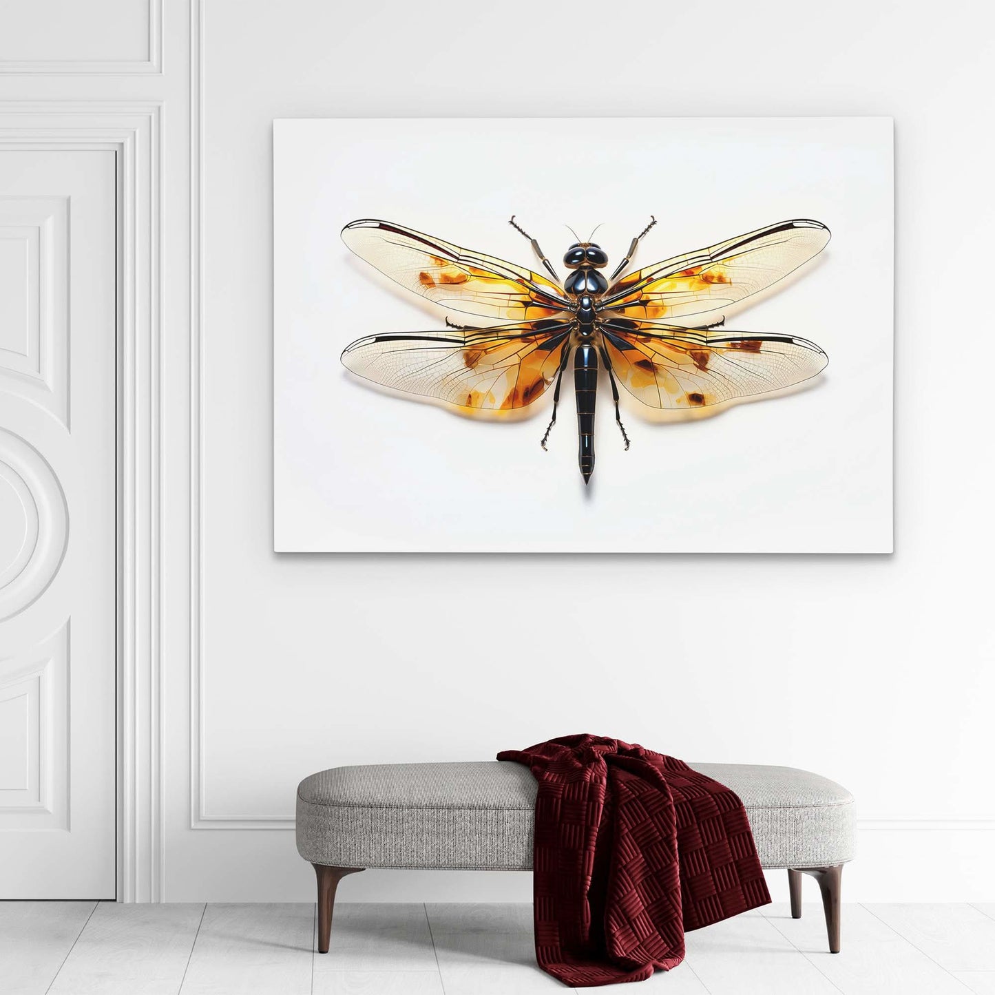 Dragonfly Arts - Gold Dragonfly Canvas Print