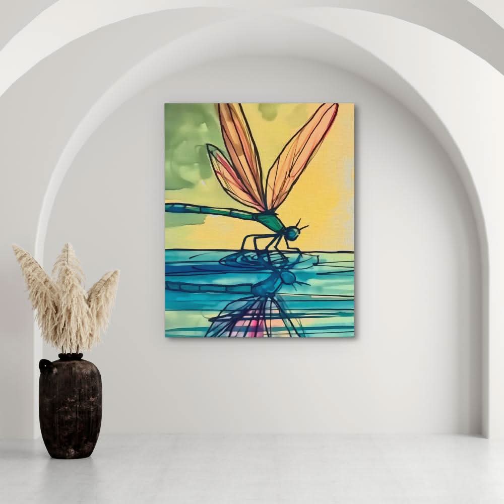 Dragonfly Reflection - Blue Dragonfly Canvas Print
