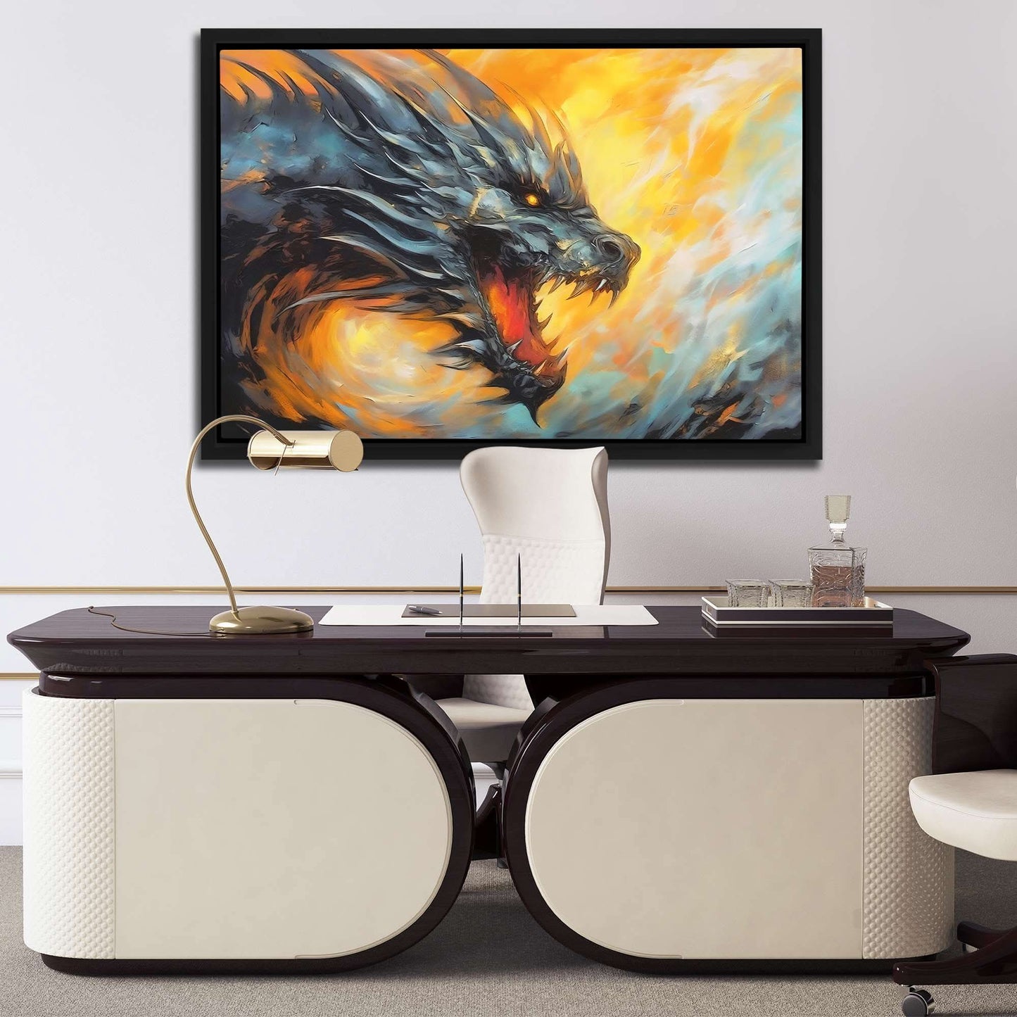 Dragon's Breath - Black and Gold Canvas Print