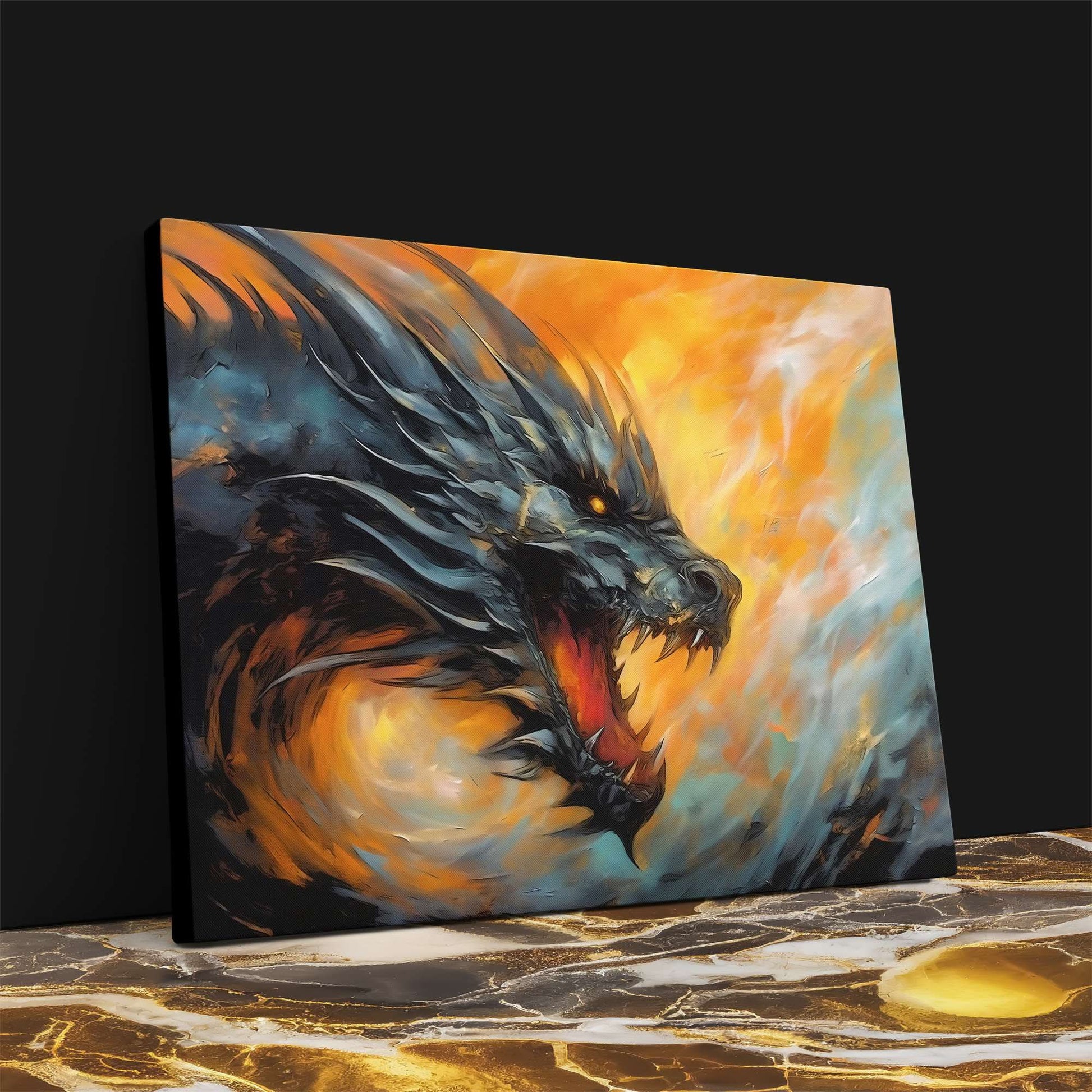 Dragon's Breath - Fantasy Wall Art in Black Frame