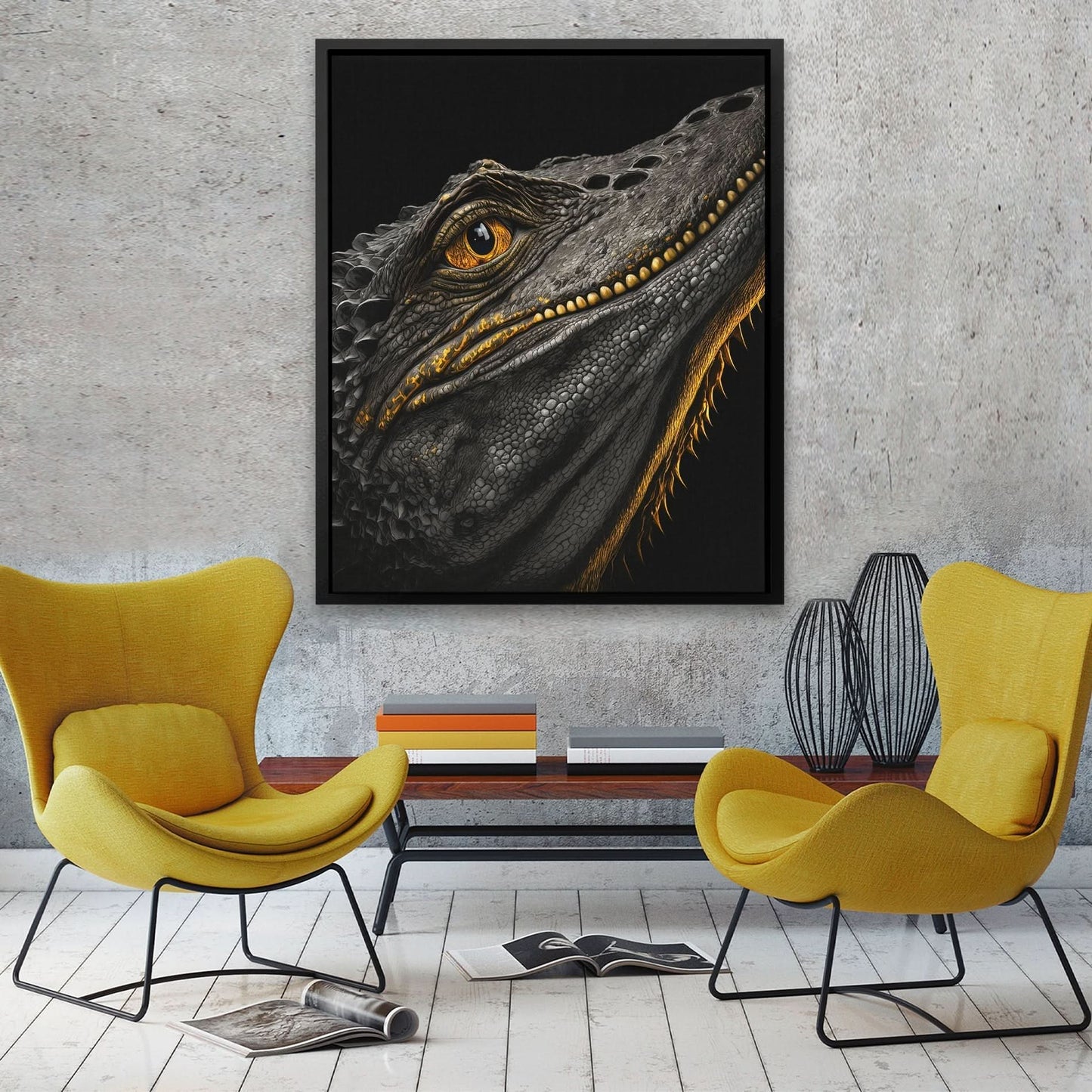 Dragon's Eye - Black and Gold Canvas Wall Art