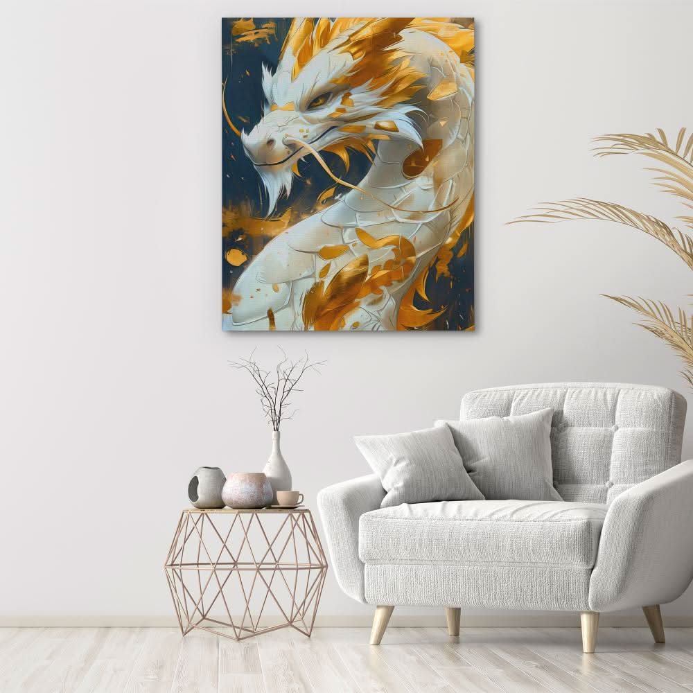 Dragon’s Pride - Gold Wall Art for Living Room