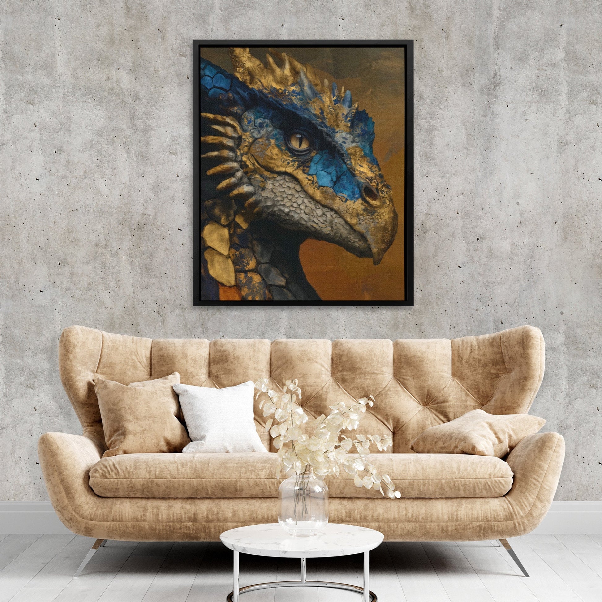 Dragon's Sapphire Crown - Luxury Wall Art