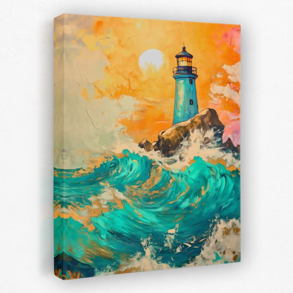 Dramatic Lighthouse - Beach House Canvas Wall Art