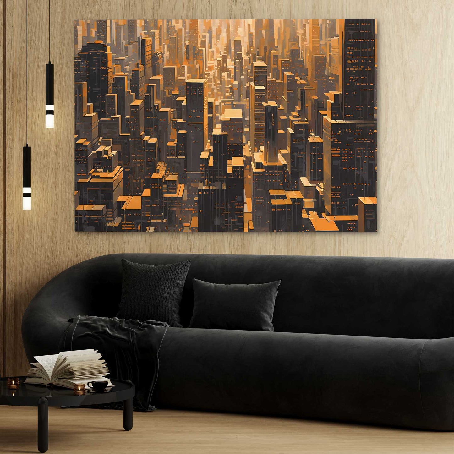 Dream Filled City - Abstract Wall Art in Black Frame