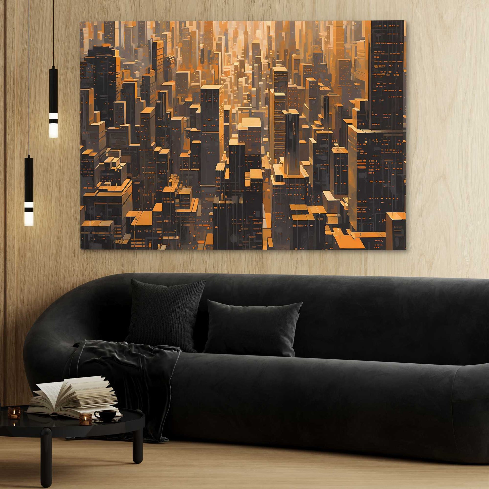 Dream Filled City - Abstract Wall Art in Black Frame
