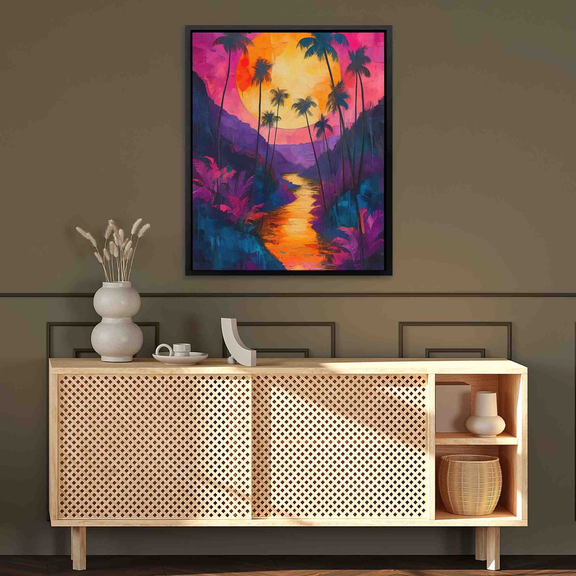 Dream of the River - Vaporwave Purple Canvas Wall Art