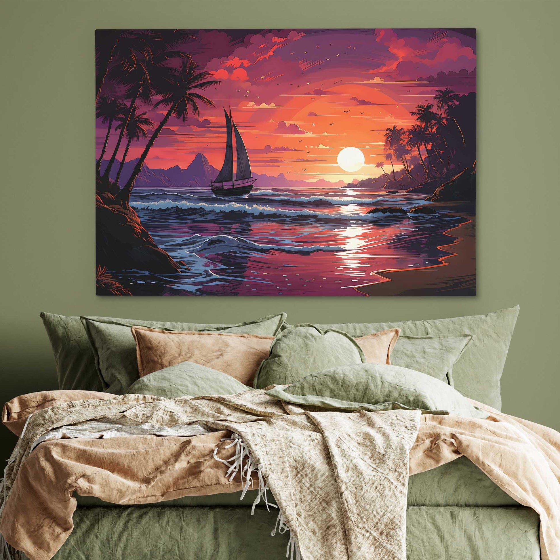 Dream Wave Sunset - Large Vaporwave Canvas Print