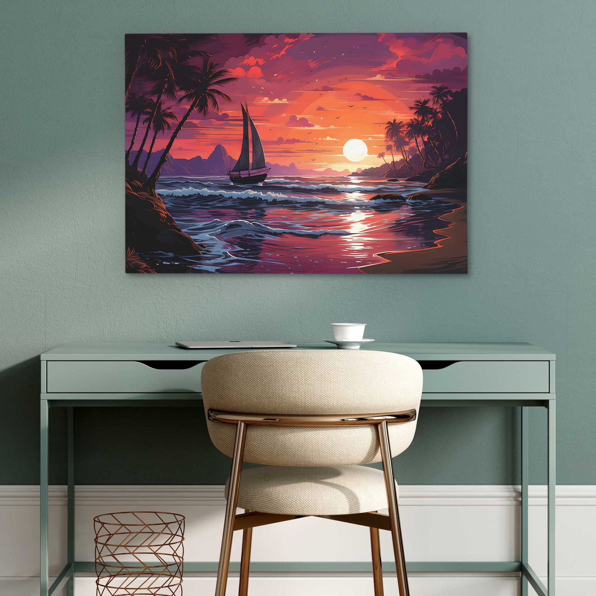 Dream Wave Sunset - Oceanic Wall Art in Black Frame