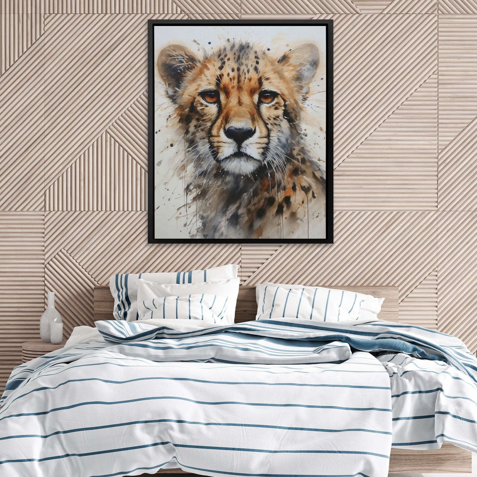Dreaming Cheetah - Animals Wall Art in Black Frame