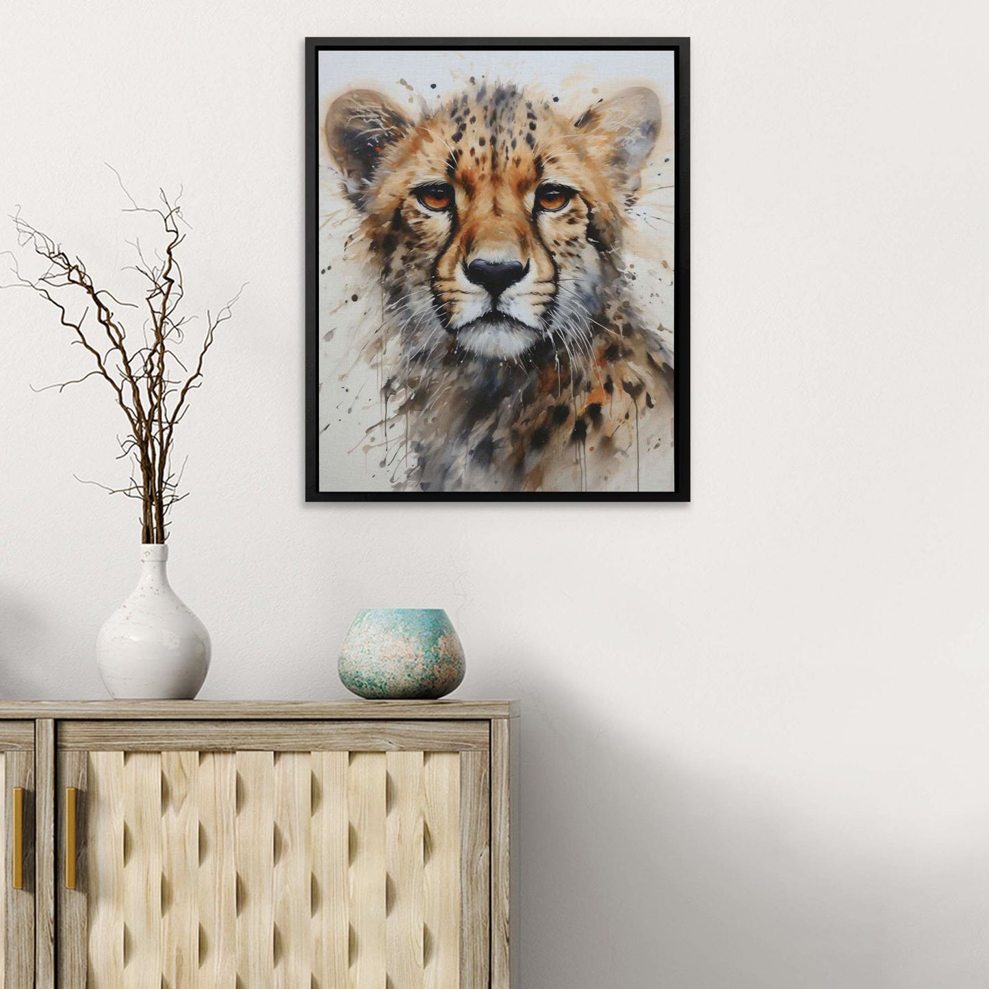 Dreaming Cheetah - Wall Art in Black Frame