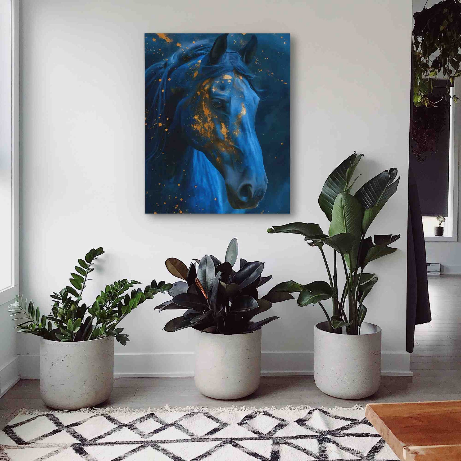 Dreaming Horse - Blue Canvas Wall Art