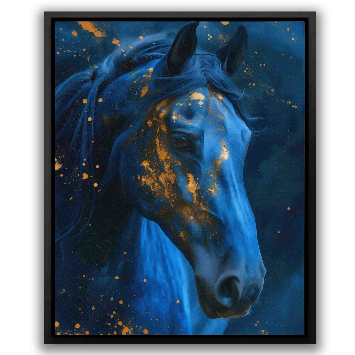 Dreaming Horse - Blue Blue and Gold Canvas Print
