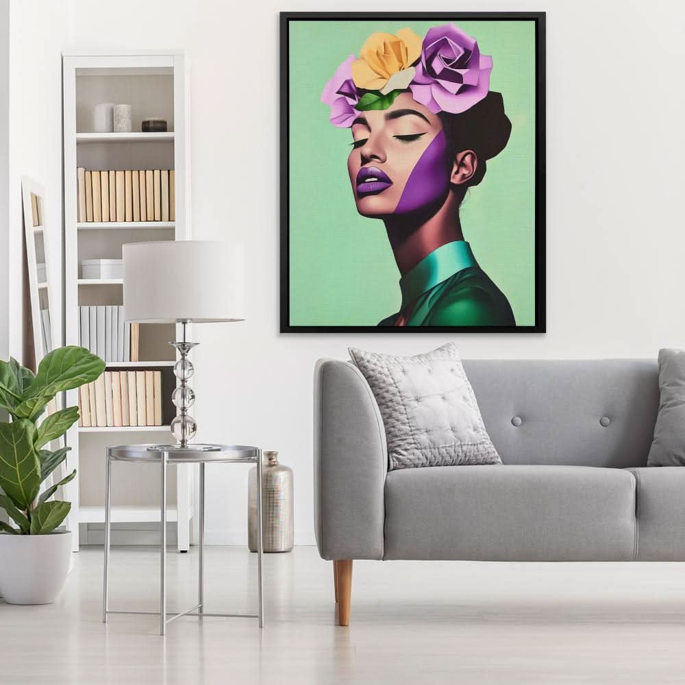 Dreaming in Roses - Figurative Wall Art in Black Frame