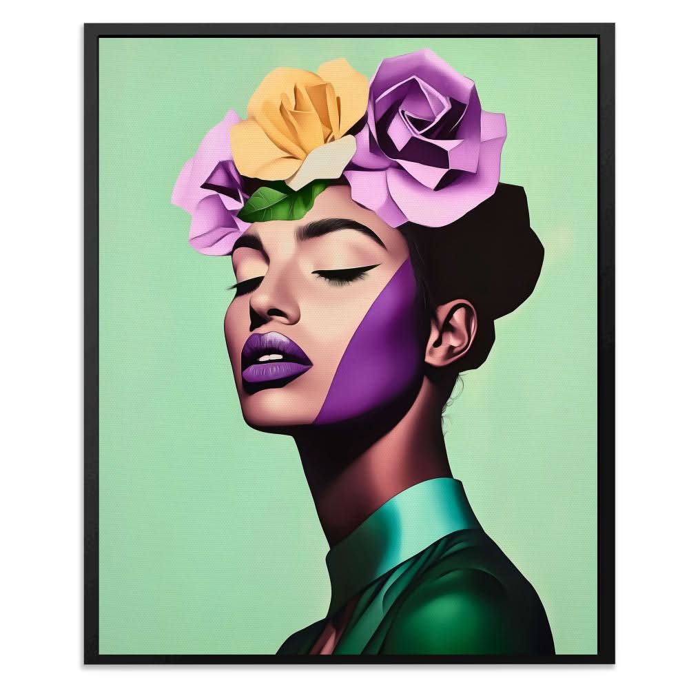 Dreaming in Roses - Green Floral Canvas Print