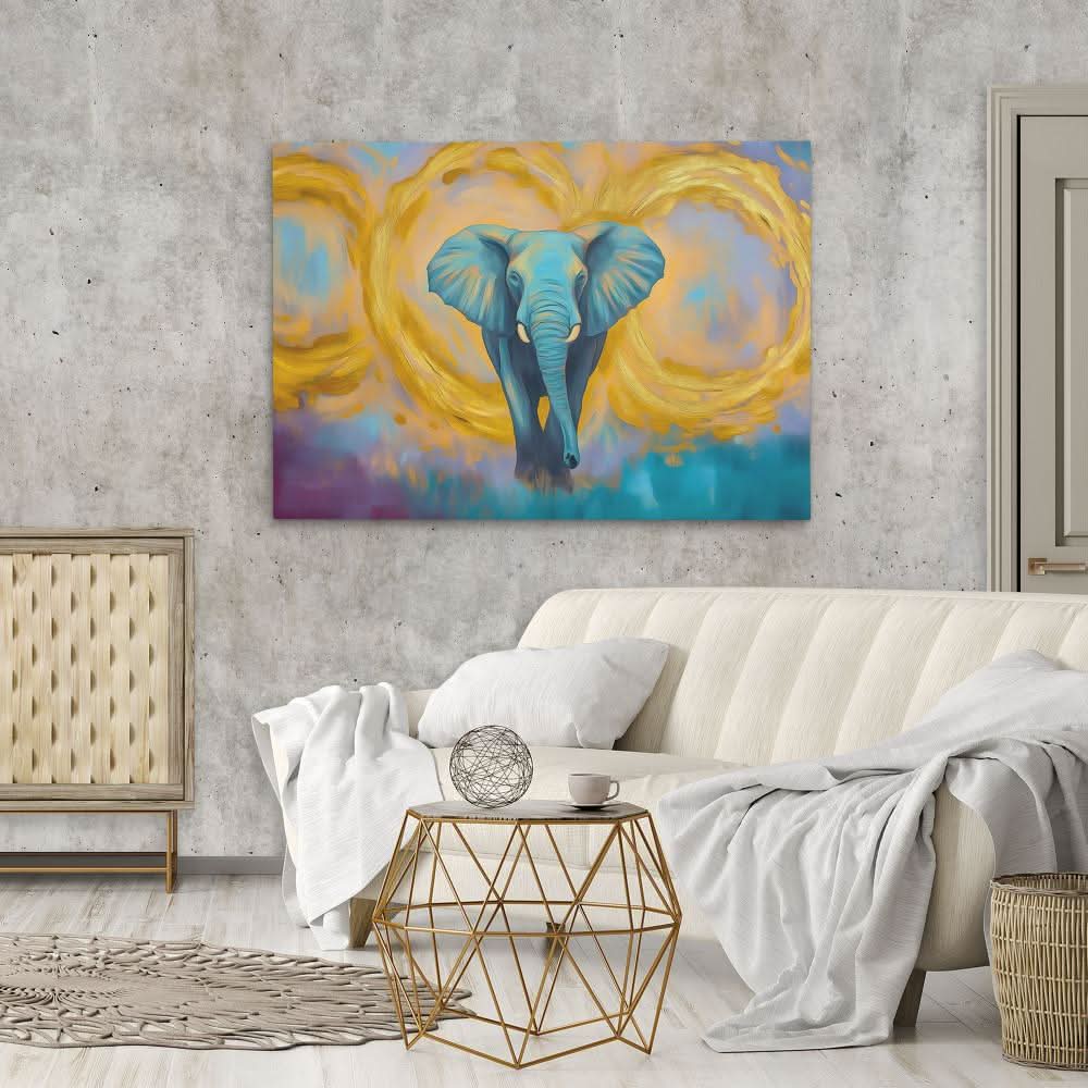 Dreaming of an Elephant - Blue Nature Canvas Print