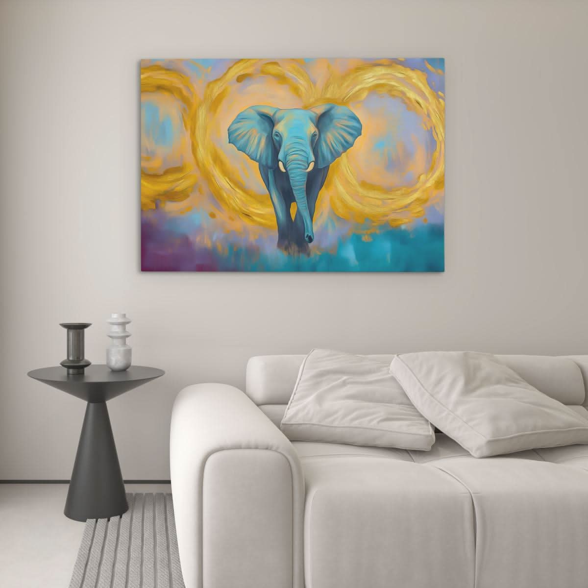 Dreaming of an Elephant - Blue Wall Art for Living Room