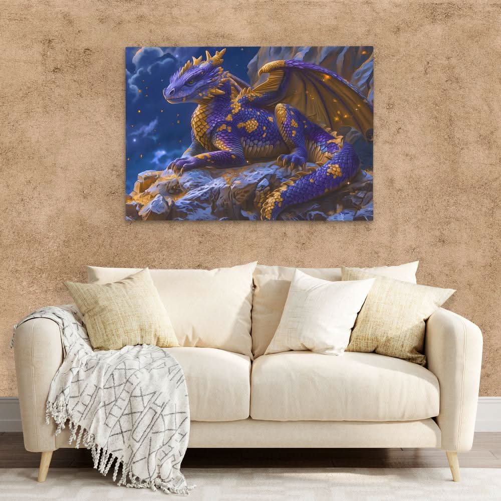 Dreamy Dragon - Fantasy Blue Canvas Wall Art