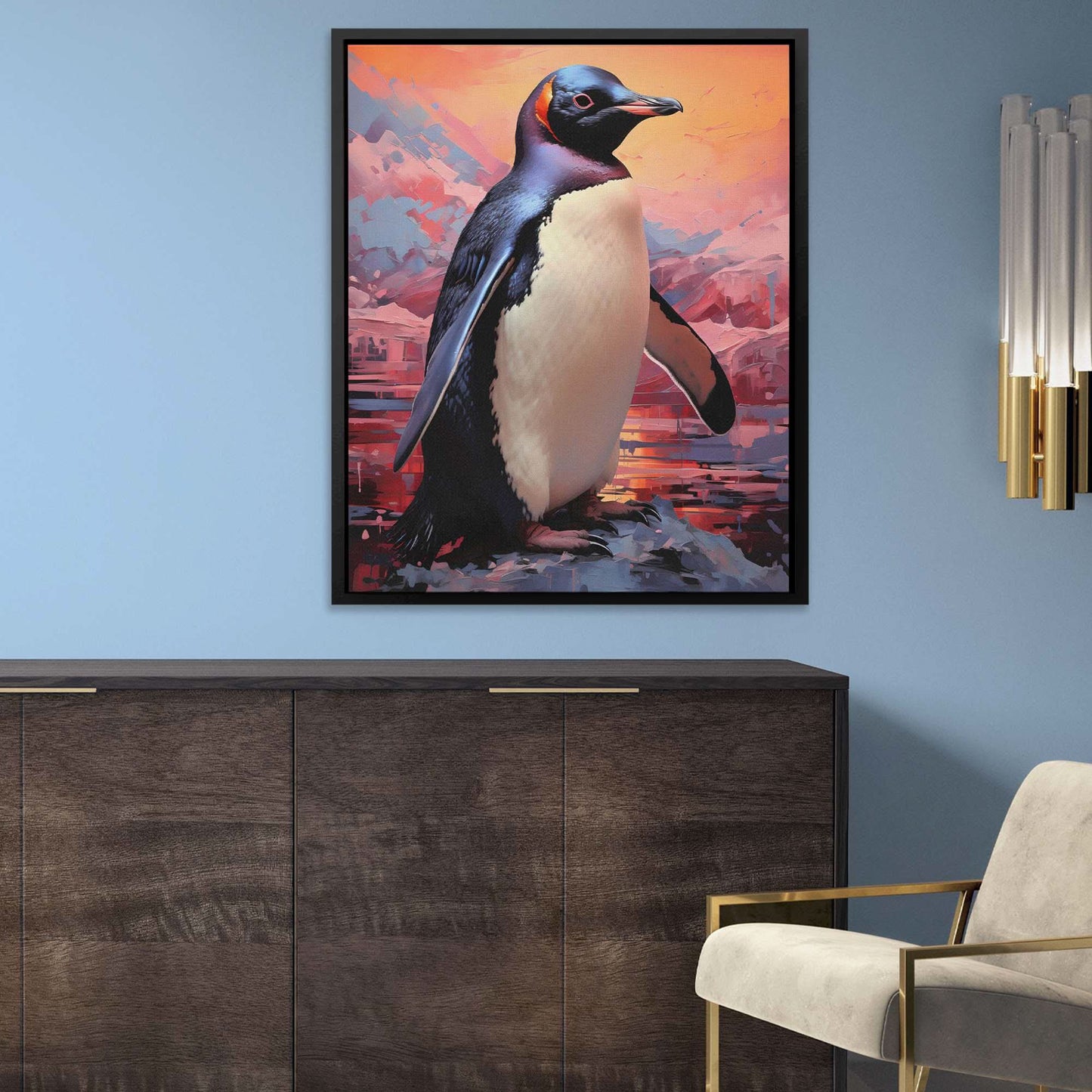 Dreamy Tuxedo - Pink Penguin Canvas Print