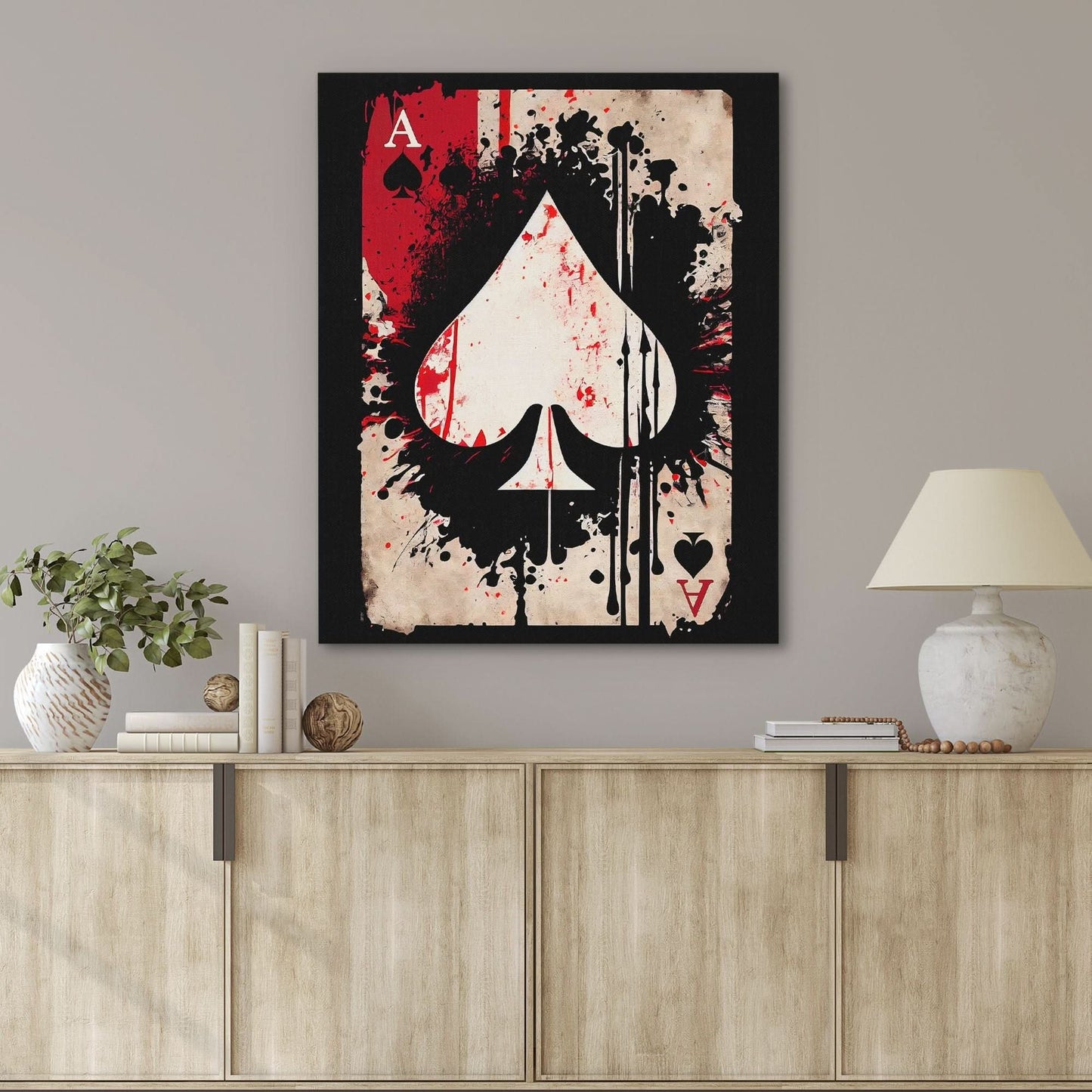 Dripping Ace of Spades - Pop Art Black Canvas Wall Art