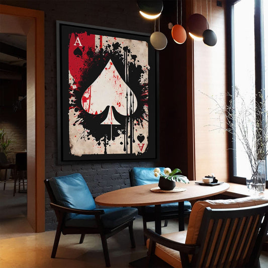 Dripping Ace of Spades - Pop Art Wall Art in Black Frame