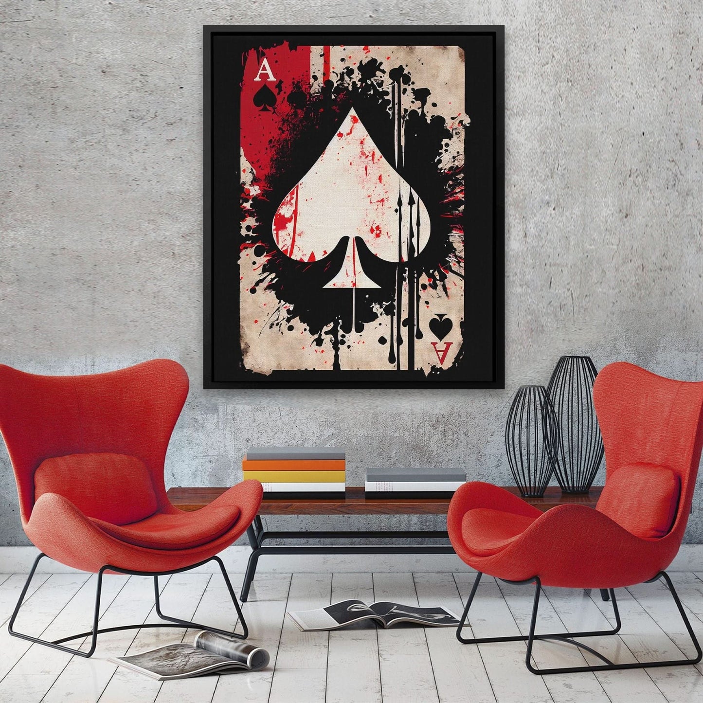 Dripping Ace of Spades - Poker Wall Art in Black Frame