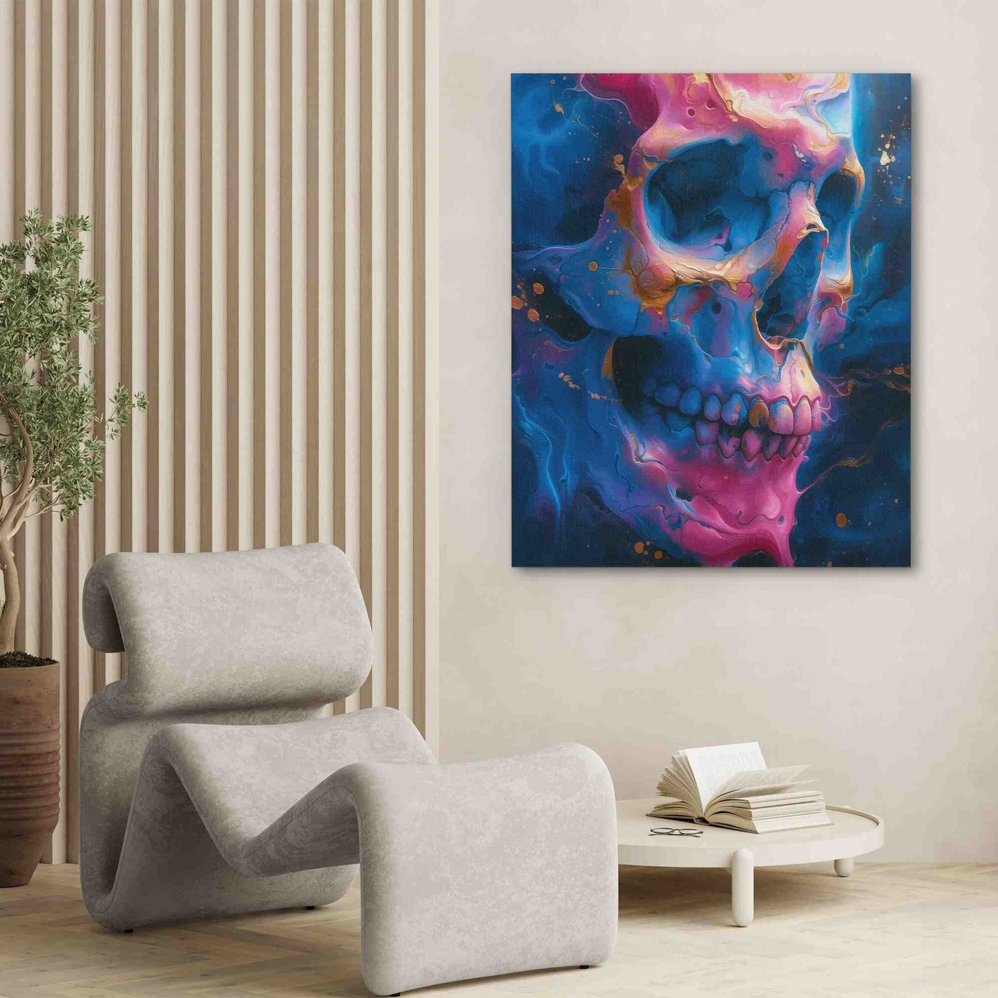 Dripping Demise - Cobalt Wall Art in Black Frame